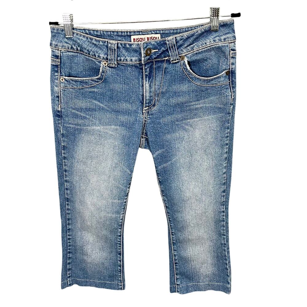 Bisou Bisou Y2K Capri Denim Jeans Light-Wash Mid-Rise Women's Size 10